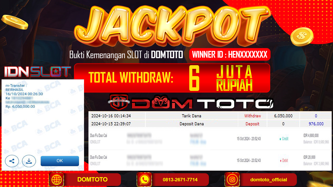 JACKPOT SLOT  DUO FU DUO CAI IDN SLOT 16 OKTOBER 2024
